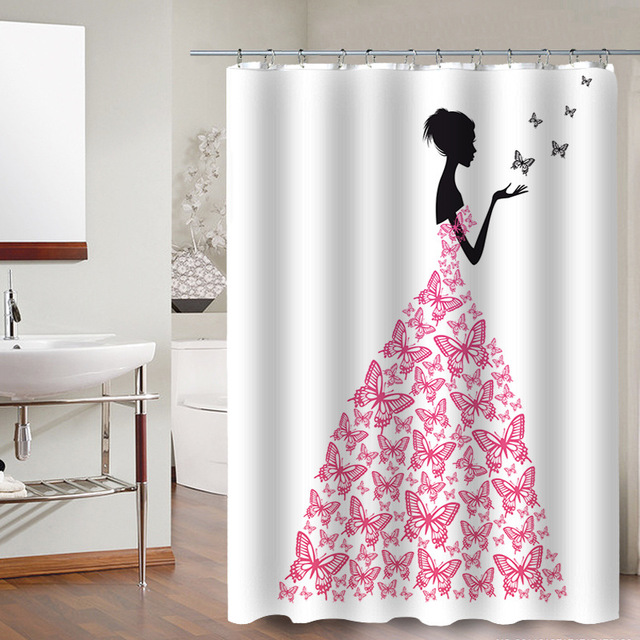 

Bathroom Shower Curtain Shower Thickening Personality Room Beauty Polyester Illusion Mold Mildew Curtain Cartoon Waterproof European Partition