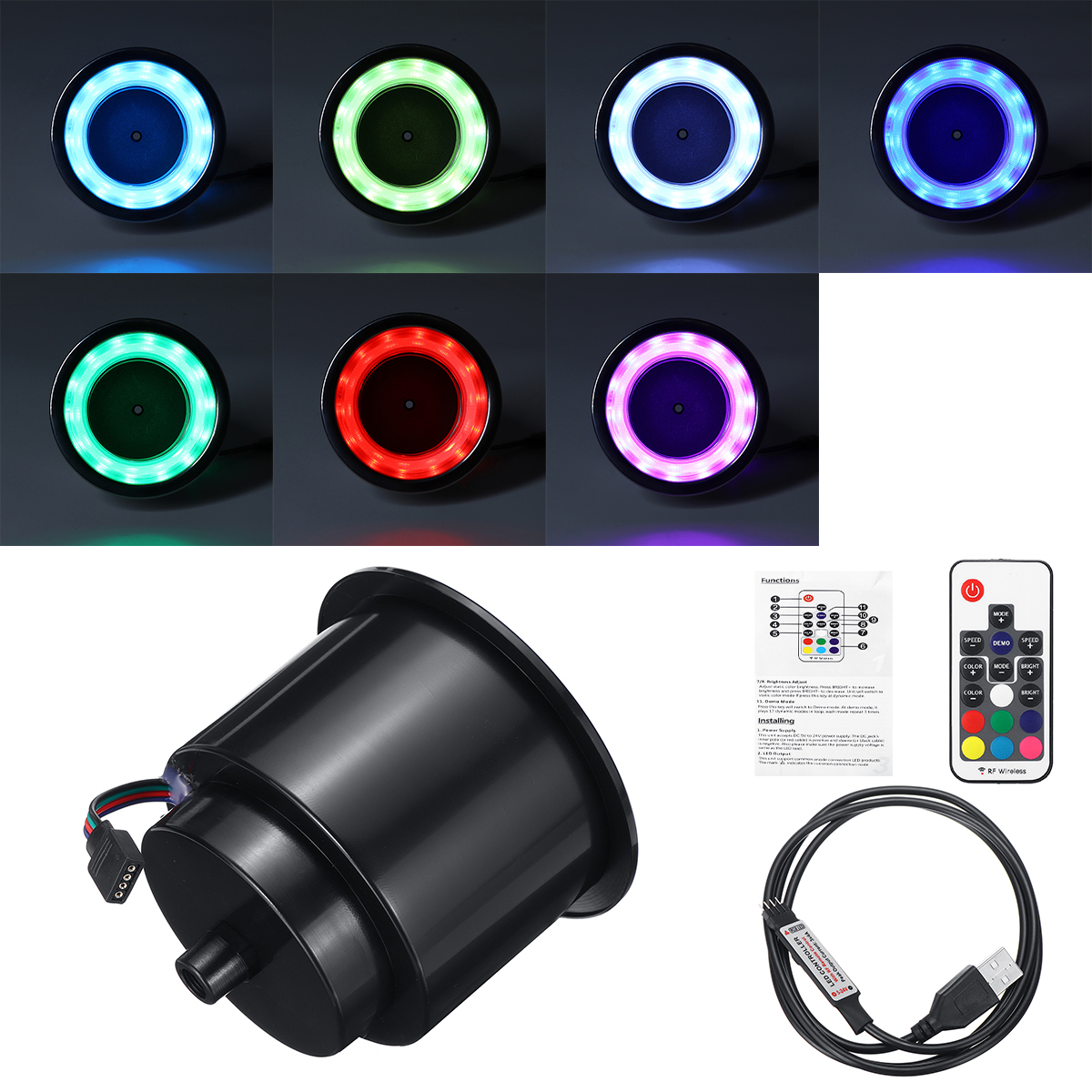 

RGB LED Light Drink Cup Holder For Marine Boat RV Car Yacht Remote Control Plastic