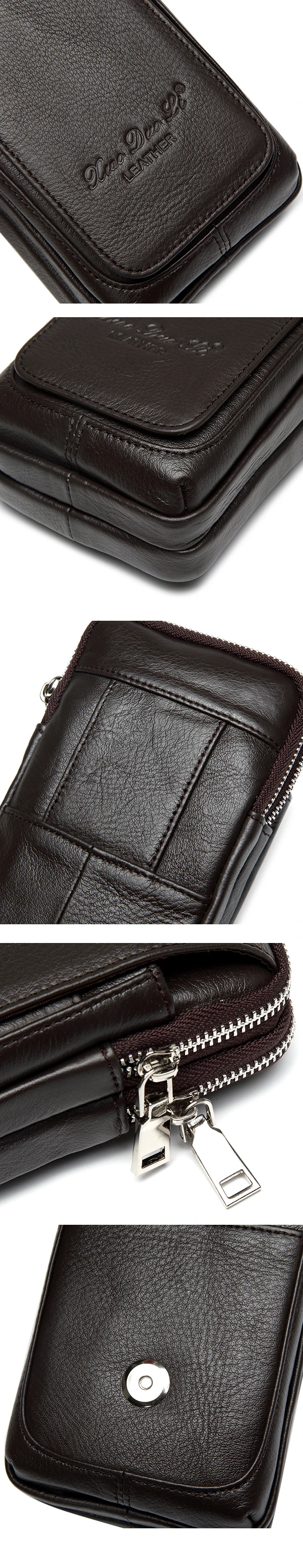 Genuine Leather Multi-function Fanny Waist Bag Belt Bum Pouch Phone Bag Coin Purse For Men