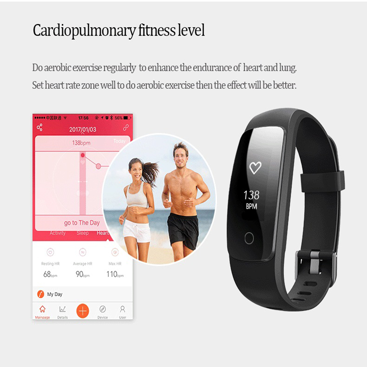Id107 Plus HR Smart Bracelet tracker dactivité écran OLED de 0,96 en sommeil moniteur de fréquence cardiaque Compteur de calories podomètre Bluetooth Sport Bracelet pour iOS Android