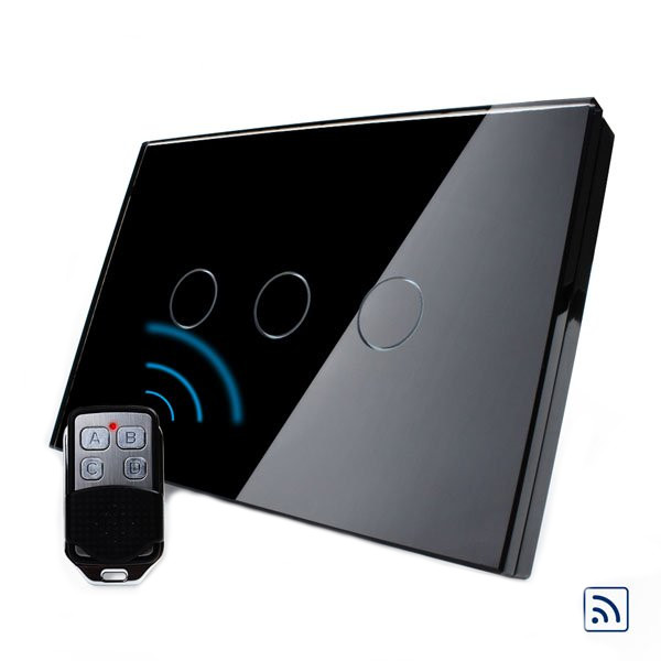 

Livolo Black Crystal Glass Touch&Remote Switch VL-C303R-82 AC110-250V