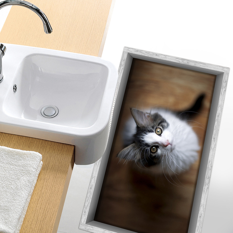 

Паг 3d Антипробуксовочная водонепроницаемый маленький кот рисунок пола в ванной комнате душевая кабина наклейка стирать декор комнаты