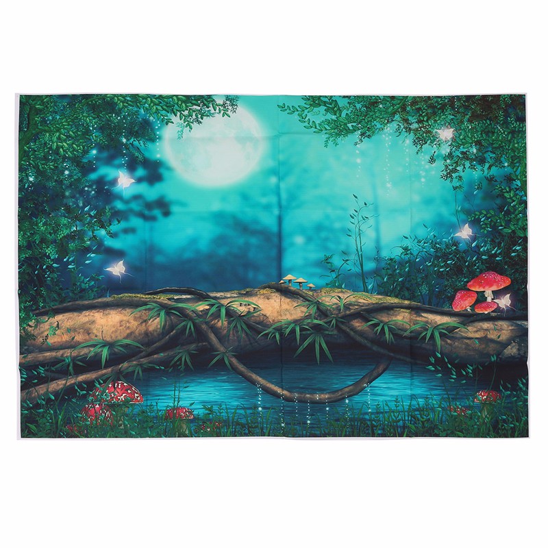 

3x5FT Vinyl Fairy Tale Forest Night Moon Photography Backdrop Background Studio Prop