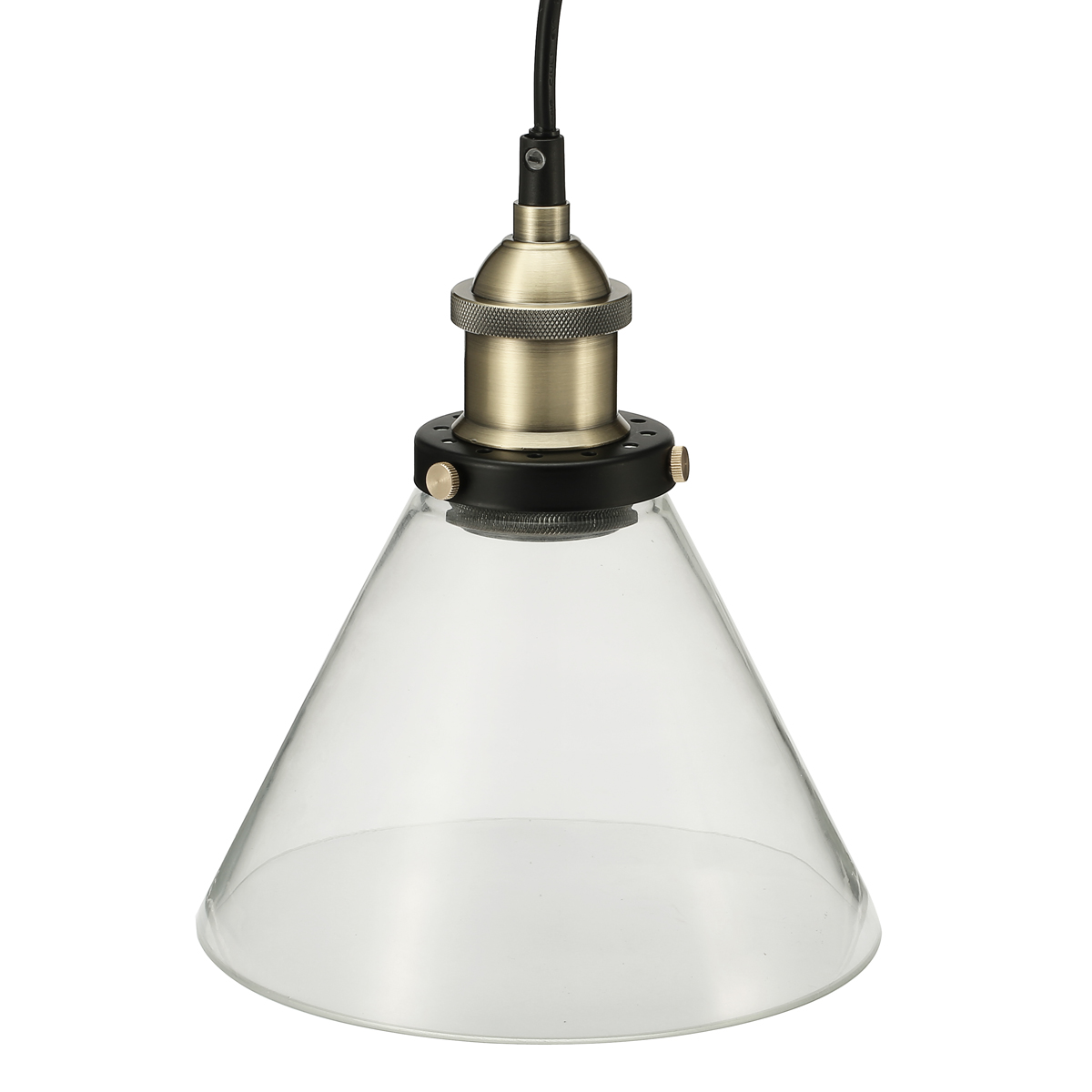 Find KingSo 110V/220V E26/E27 Vintage Industrial Pendant Light Socket Funnel like Glass Shade with Ceiling Canopy Adjustable Hard Wire for Sale on Gipsybee.com with cryptocurrencies