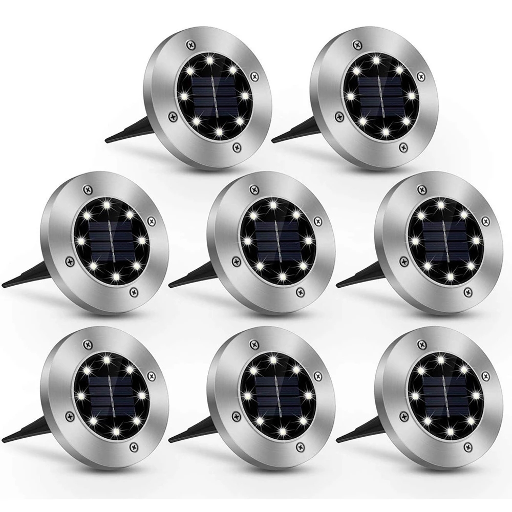 Find 8Pcs 8 LEDs Wireless LED Solar Light White Light Outdoor Garden Light Waterproof Buried Light Garden Lawn Yard Pathway Decor Lamp for Sale on Gipsybee.com with cryptocurrencies