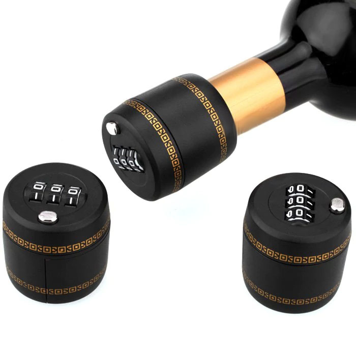 

KCASA KC-SP160 Creative Wine Whiskey Bottle Top Red Wine Stopper with Password BLACK