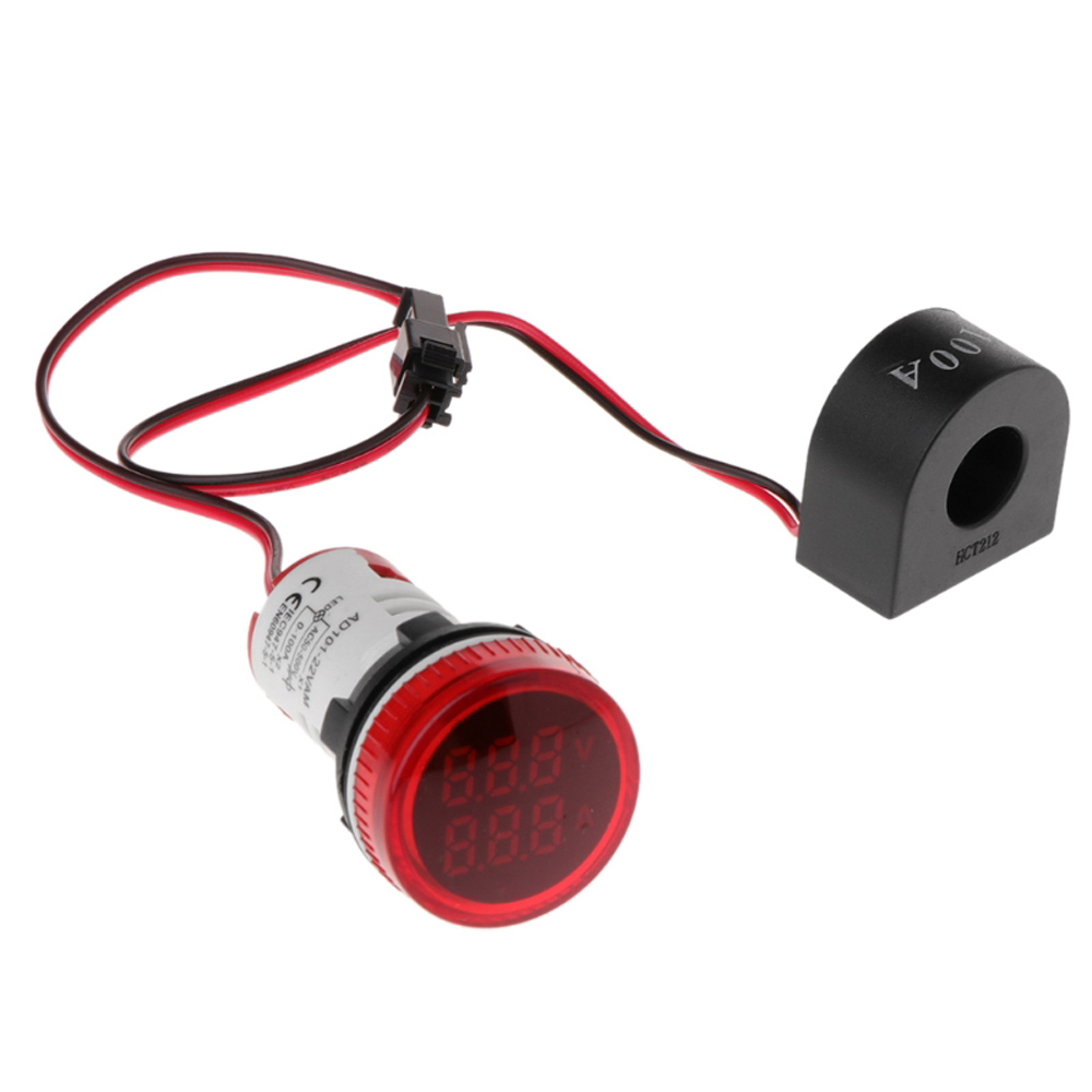 

3pcs Red Light 2in1 22mm AC50-500V 0-100A Amp Voltmeter Ammeter Voltage Current Meter With CT Au23