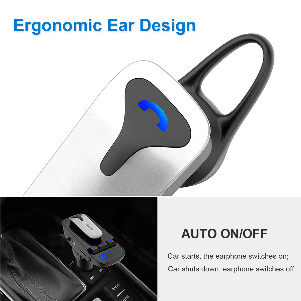ER9 sans fil Bluetooth mains libres Auto FM Transmetteur FM Lecteur MP3 avec écouteurs