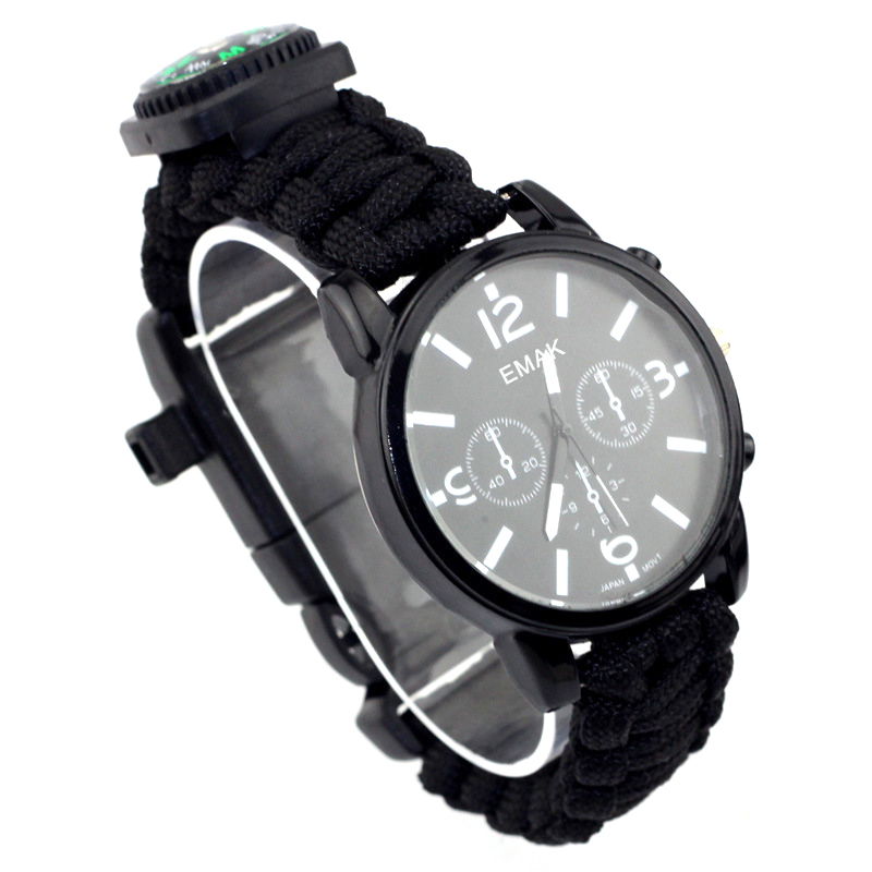 

IPRee® 7 In 1 EDC Survival Compasss Bracelet Watch 3ATM Waterproof Emergency Paracord Wristband