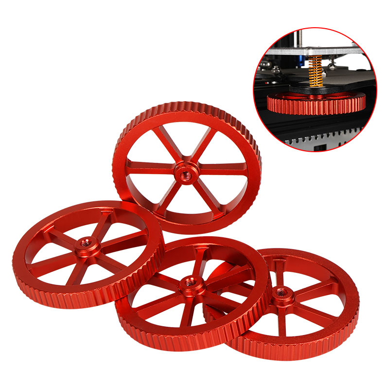 SIMAX3D® 4Pcs Upgraded Metal Red Hand Screwed Leveling Nut + 4pcs Spring&Screws for Creality 3D Ender-3 Series 3D Printer 4
