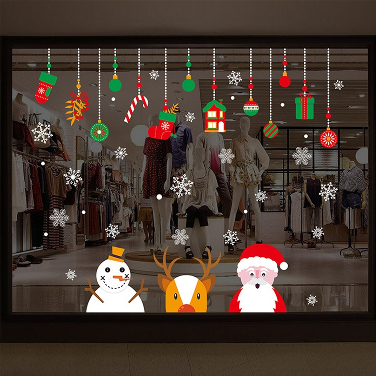 

Christmas Window Wall Sticker Snowman Santa Snowflake Reindeer Removable Home Decor