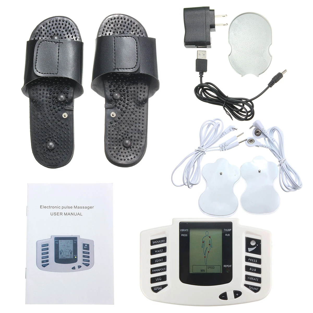 EU US Plug Electronic Pulse Digital Full Body Acupuncture Therapy Massager Slipper