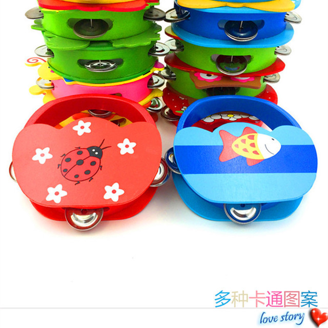 

Children's Wooden Cartoon Hand Tambourine Wooden Hand Rattle Infant Puzzle Early Education Toys