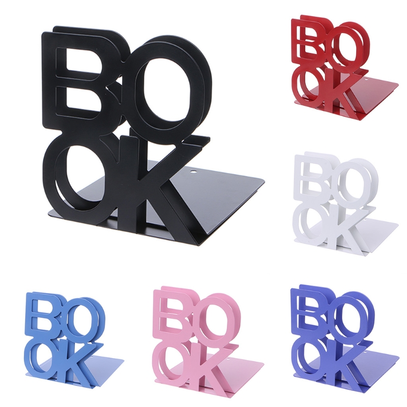 Alphabet Shaped Metal Bookends Iron Support Holder Desk Stands For