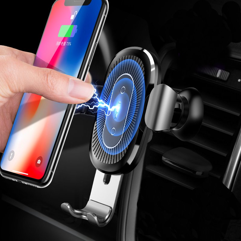 

Baseus 10W Qi Wireless Fast Charging Gravity Auto Lock Air Vent Car Phone Holder Stand for iPhone 8 X
