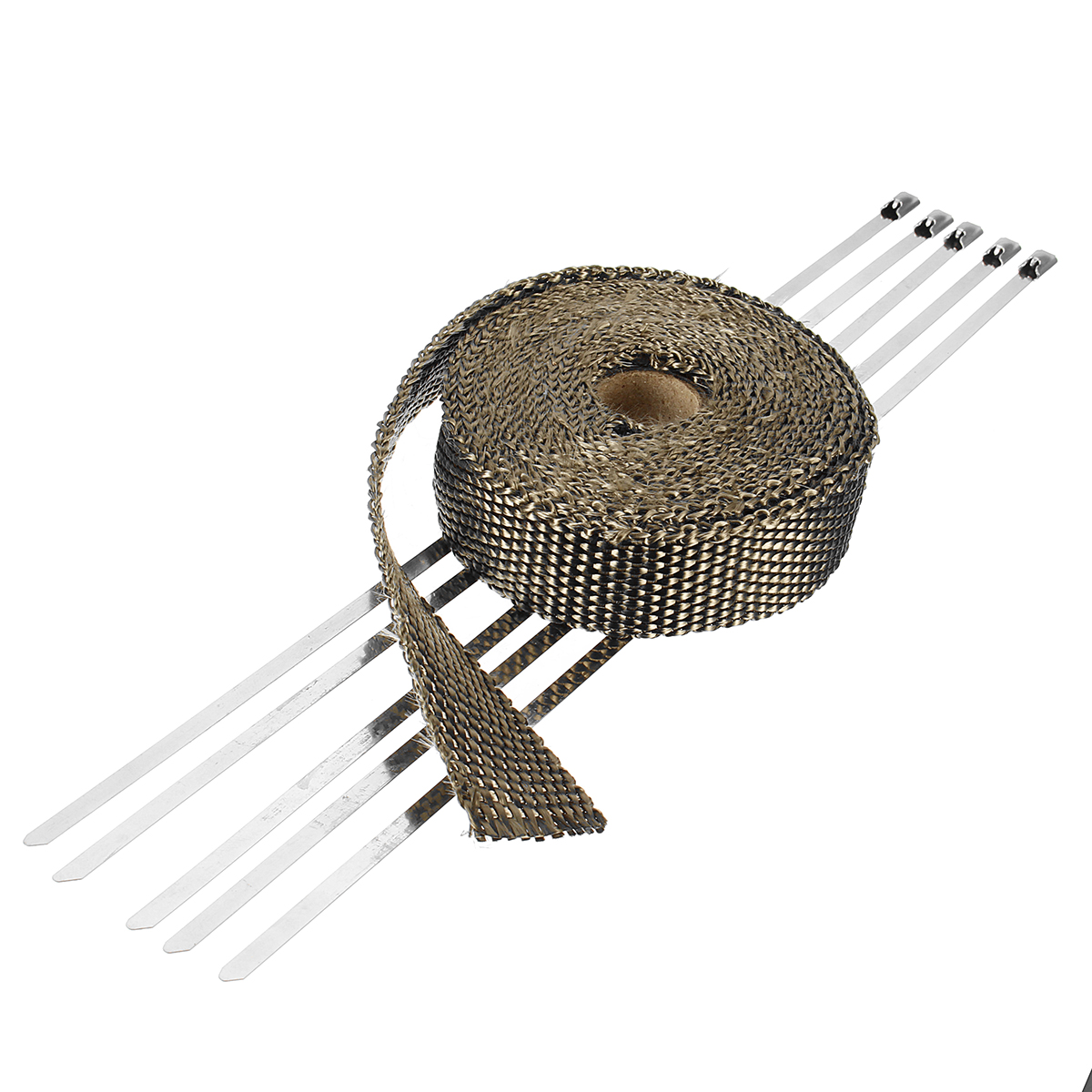 

4.5m x 25mm Titanium Header Exhaust Heat Wrap Tape Protection with Stainless Steel Zip Ties