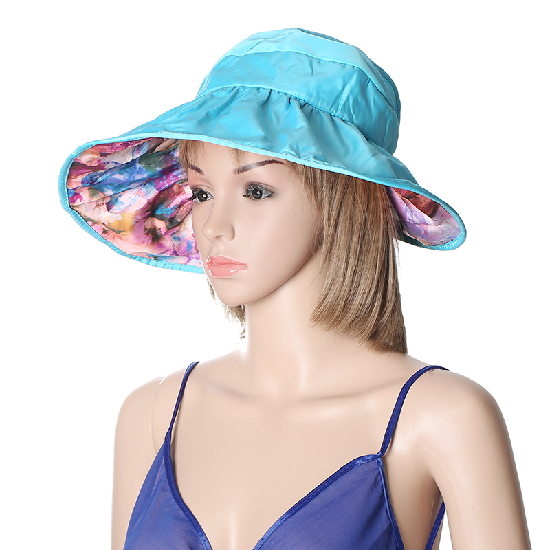 

Women Summer Sun Protective Foldable Hat Anti-UV Wide Brim Outdoor Gardening Visor Cap
