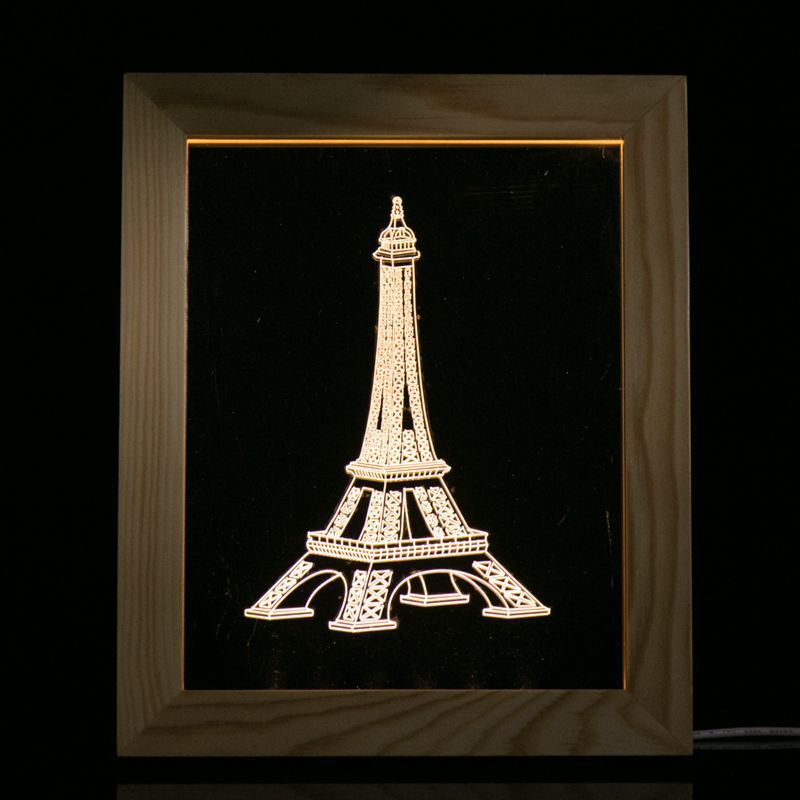 

KCASA FL-727 3D Photo Frame Illuminative LED Night Light Wooden Eiffel Tower Desktop Decorative USB Lamp for Bedroom Art Decor Christmas Gifts