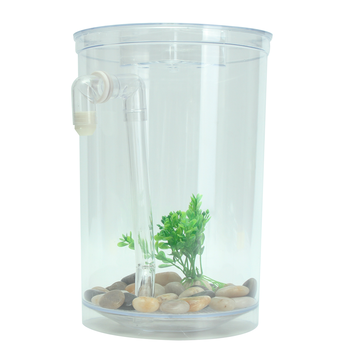 

Ecological Cylindrical Miniature Plastic White Fish Tank Desktop Decor Fishing Kits