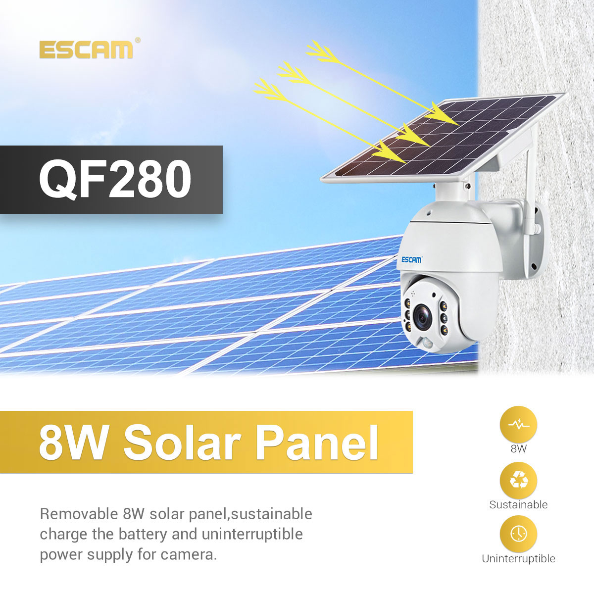 ESCAM QF280 8w solar panel