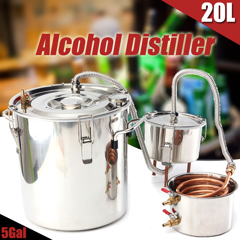 20L 5Gal Alcohol Distiller With Thumper Keg DIY Handmade Moonshine Water Copper Hine For B-eer W-ine Making Stainless Boiler Christmas Gift (20L) 13