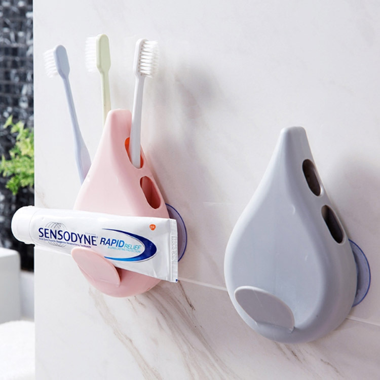 

Free Punching Suction Cup Toothbrush Holder Set Wall Hanging Toothpaste Rack