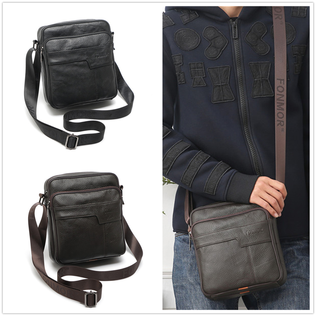 

Outdoor Travel Vintage Men Genuine Leather Cowhide Shoulder Crossbody Bag Messenger Sling Satchel Briefcase