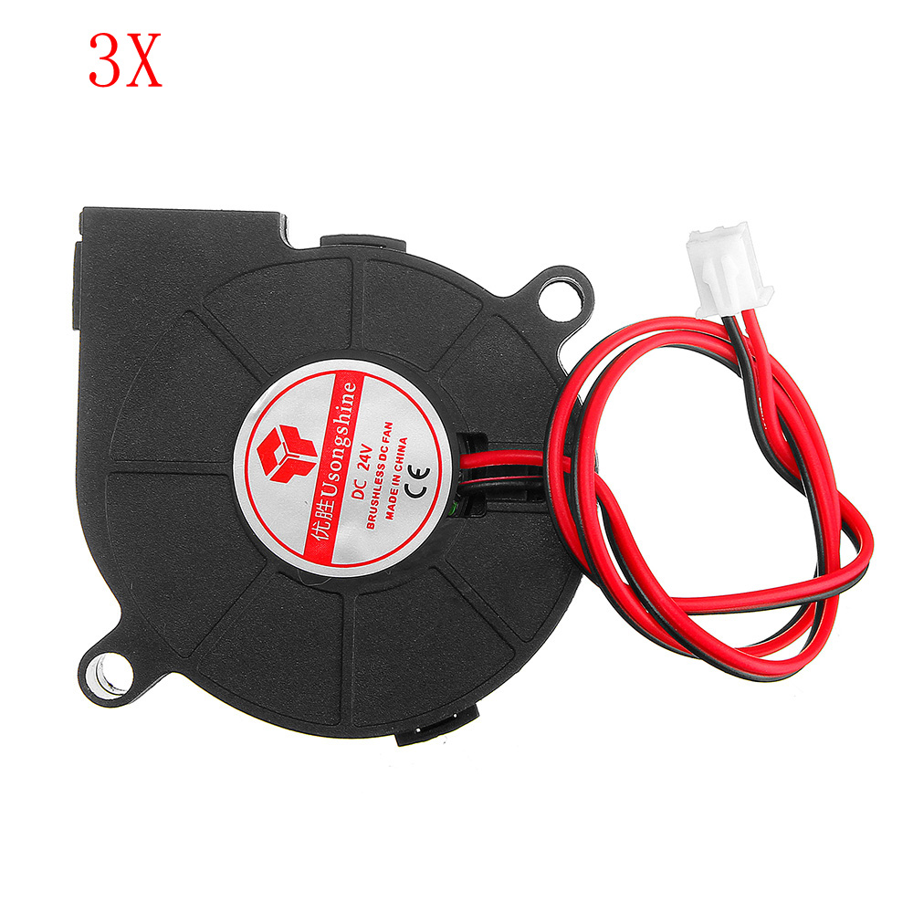 

3pcs 24V 0.15A 5015 Sleeve Bearing Brushless Turbo Cooling Fan with 2Pin XH2.54 Wire for 3D Printer
