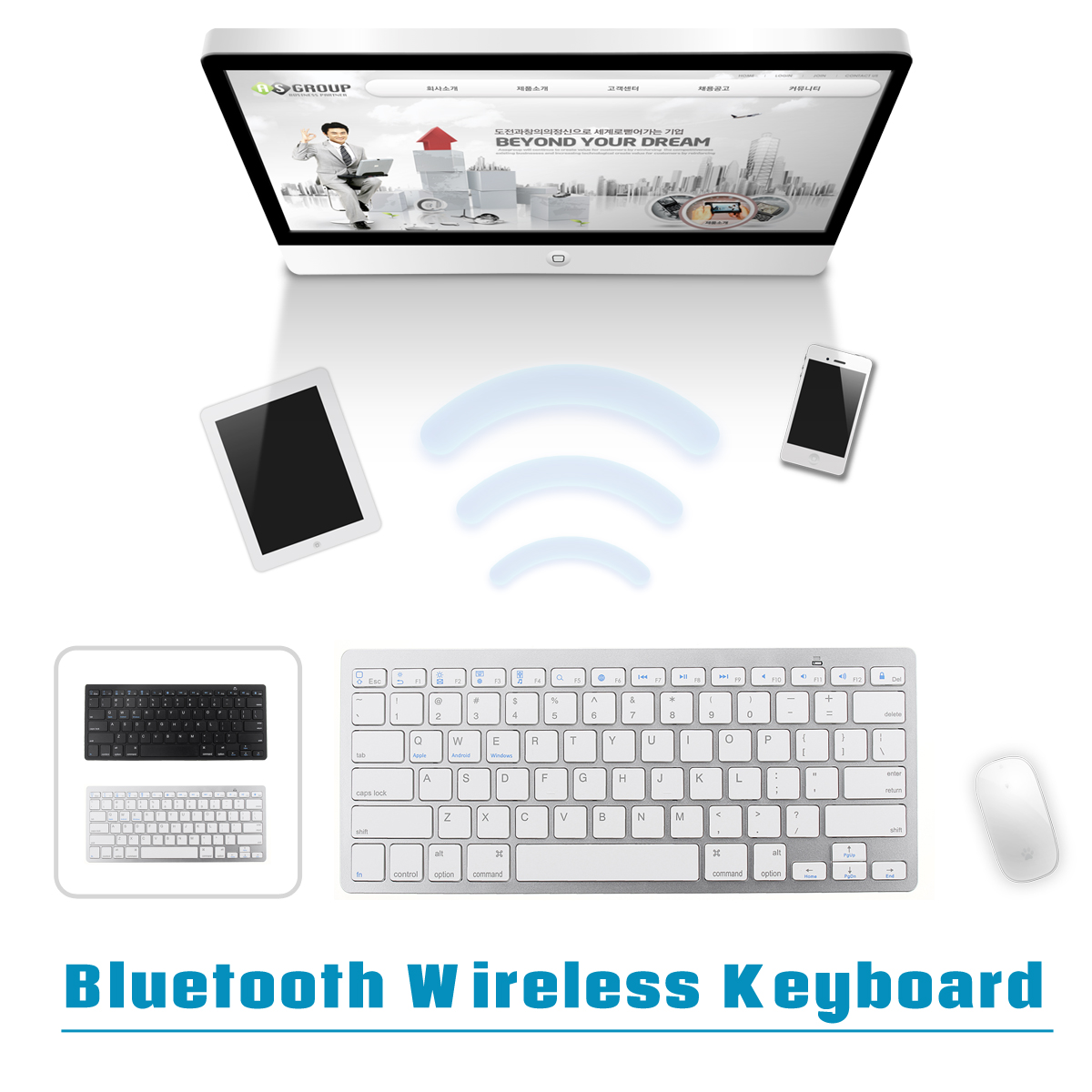 Wirelss bluetooth 3.0 Keyboard For iPhone iPad Macbook Samsung Tablet PC iOS Android Devices 13