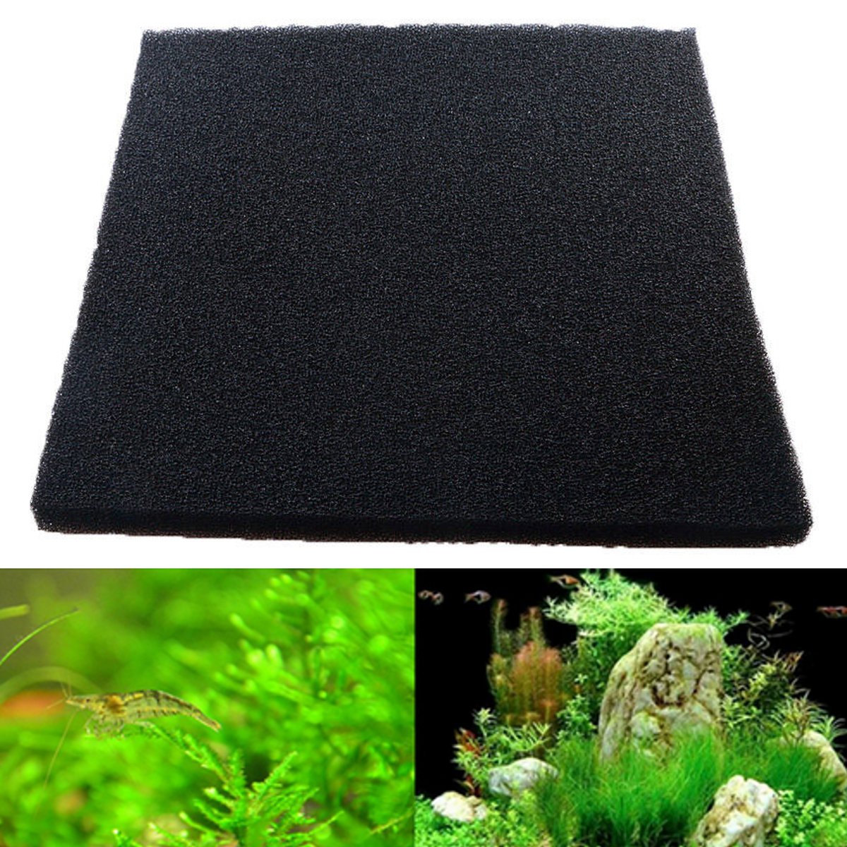 

50x50x2cm Black Aquarium Biochemical Cotton Filter Foam Fish Tank Sponge Pads
