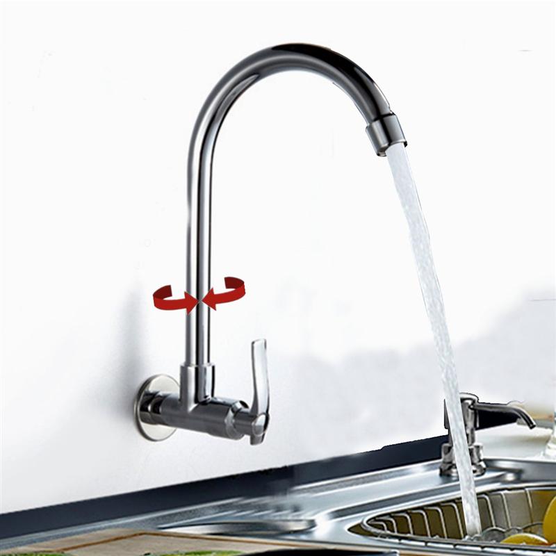 

KCASA KC-SL3 360° Rotation Basin Faucets Wall Mounted For Bathroom Kitchen Basin Water Faucet Single Cold Brass Tap