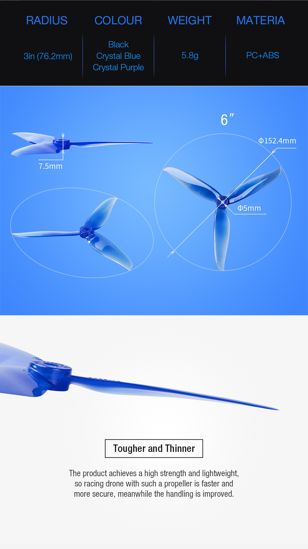 2 Pairs Dalprop Cyclone T6040C 6040 3-blade Propeller For RC Drone FPV Racing Multi Rotor
