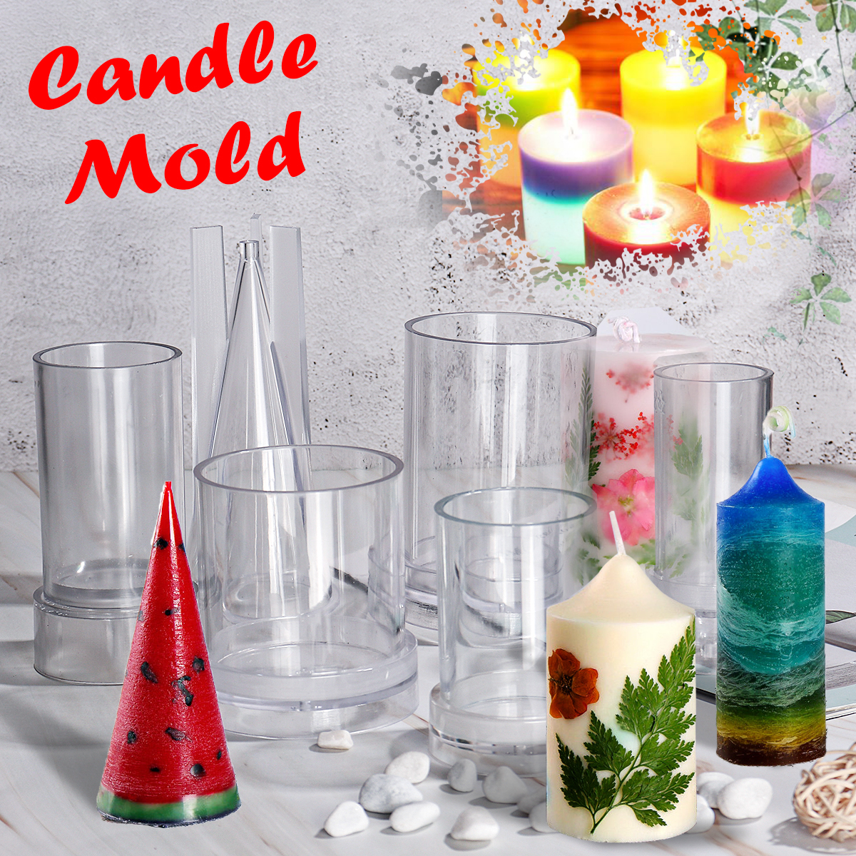US DIY Candle Molds Candle Making Mould Handmade Soap Molds Clay Craft Tools 