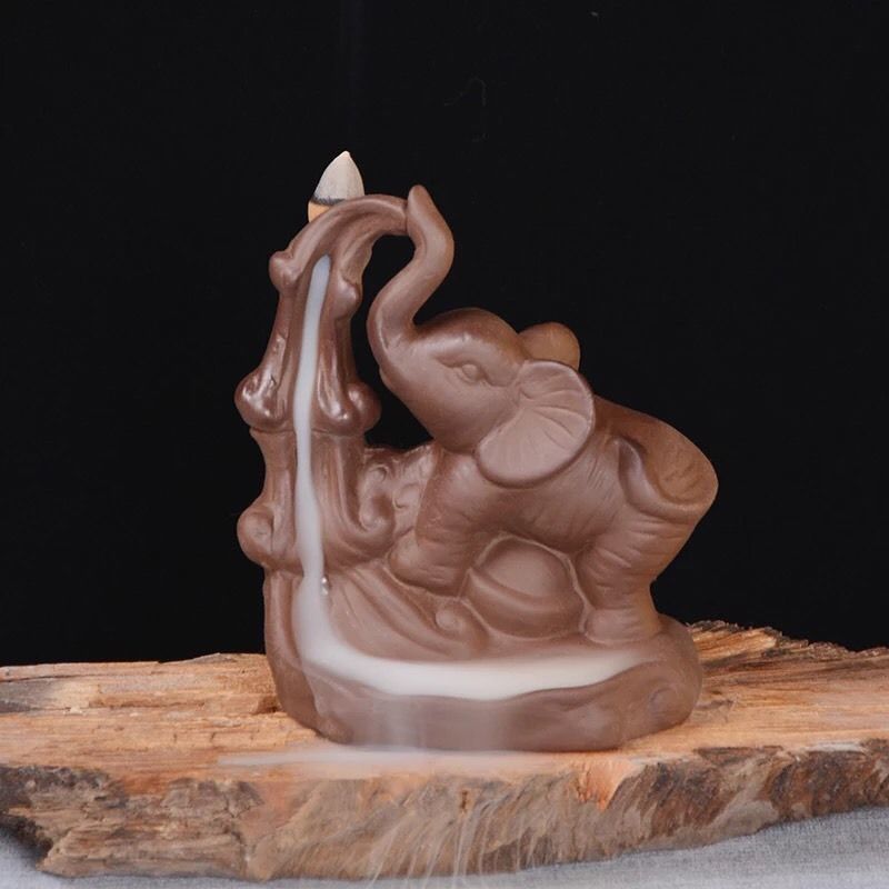 

Purple Clay Backflow Incense Cone Burner Elephant Fragrant Censer Holder Home Office Furnace Decor