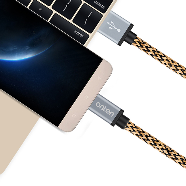 

ONTEN 2.1A Type-C 1M/3.3FT Reversible Nylon Braided Charging Data Cable
