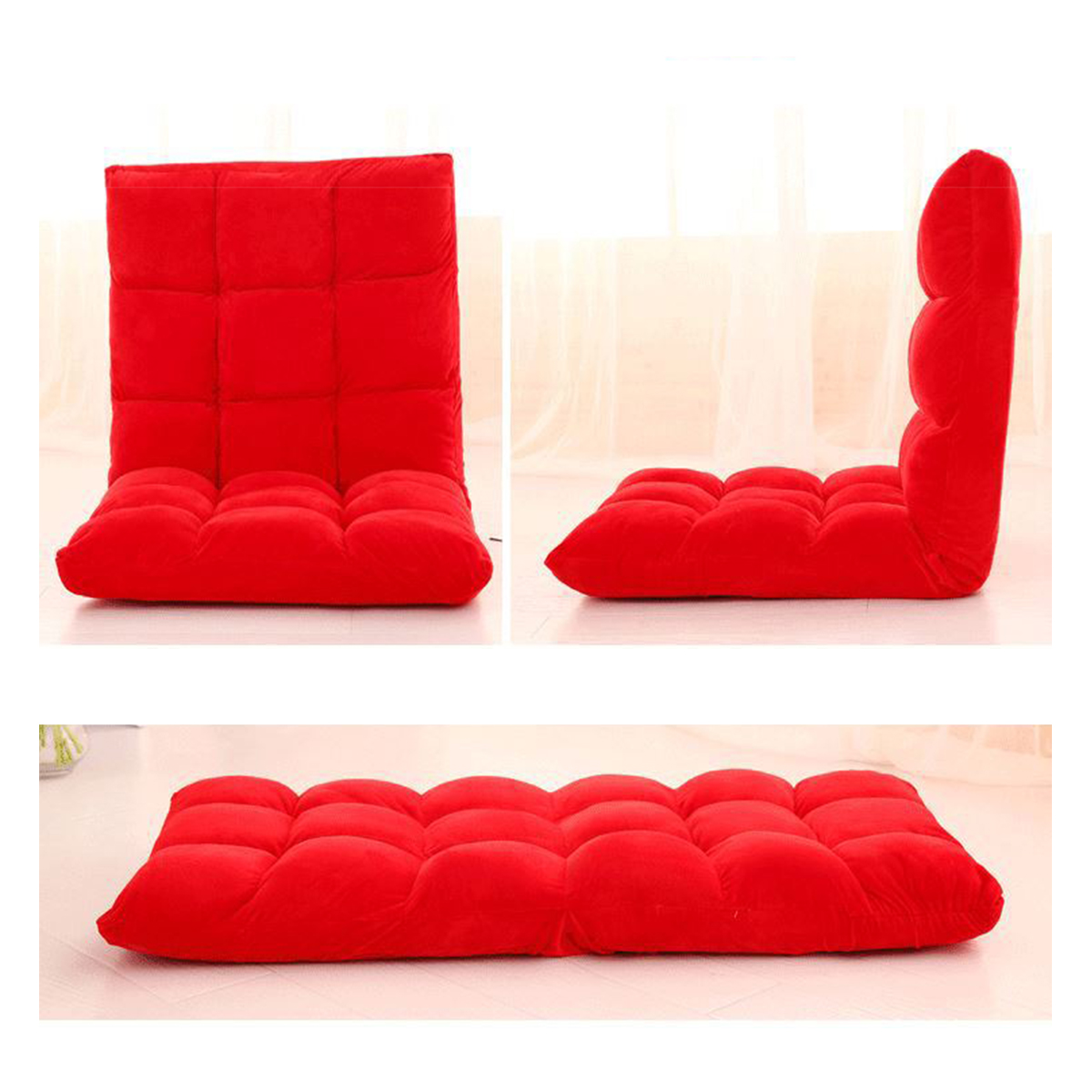 Adjustable Lazy Sofa Cushioned Floor Lounge Chair Living Room Leisure Chaise Chair 8