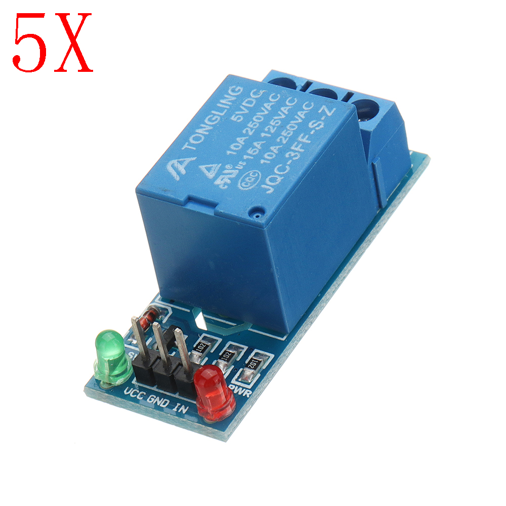 

5pcs 5V Low Level Trigger One 1 Channel Relay Module Interface Board Shield DC AC 220V for Arduino PIC AVR DSP ARM MCU