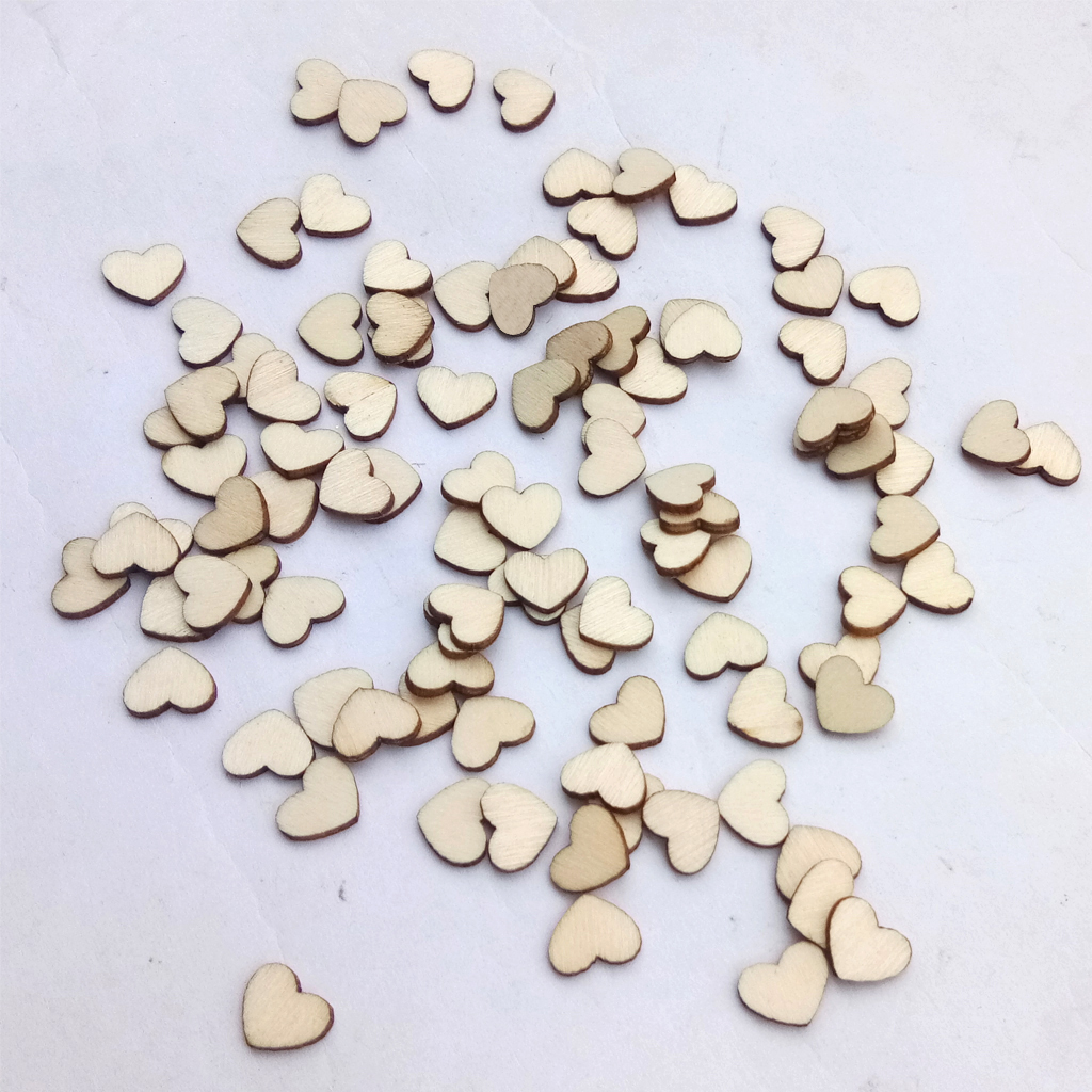 100Pcs Laser Engraving Rustic Wooden Love Heart Crafts DIY Wedding Table Scatter Confetti Vintage Decorations Gift 8
