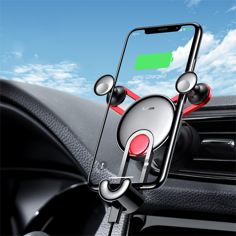 

Baseus Gravity Linkage Automatical Lock Air Vent Car Phone Holder With Type-C USB-C Cable For Type-C Port Smart Phone 4.