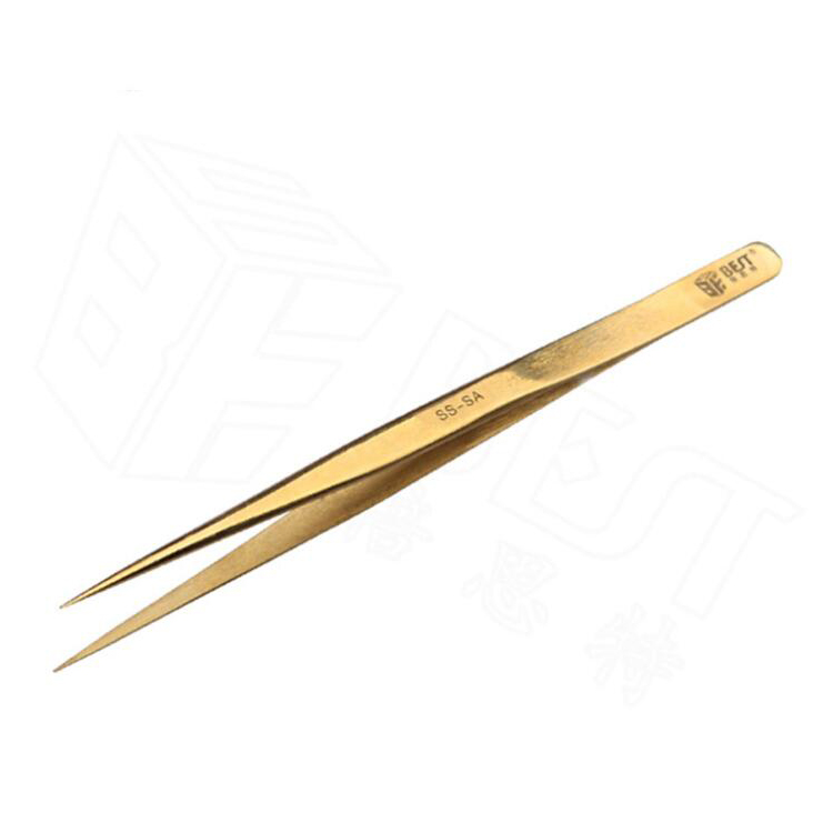 

BEST BST-SS-SA Gold Plated Tip Tweezer Precision Tweezers Laid Special Hard Wear-resistant Stainless Steel Tweezer