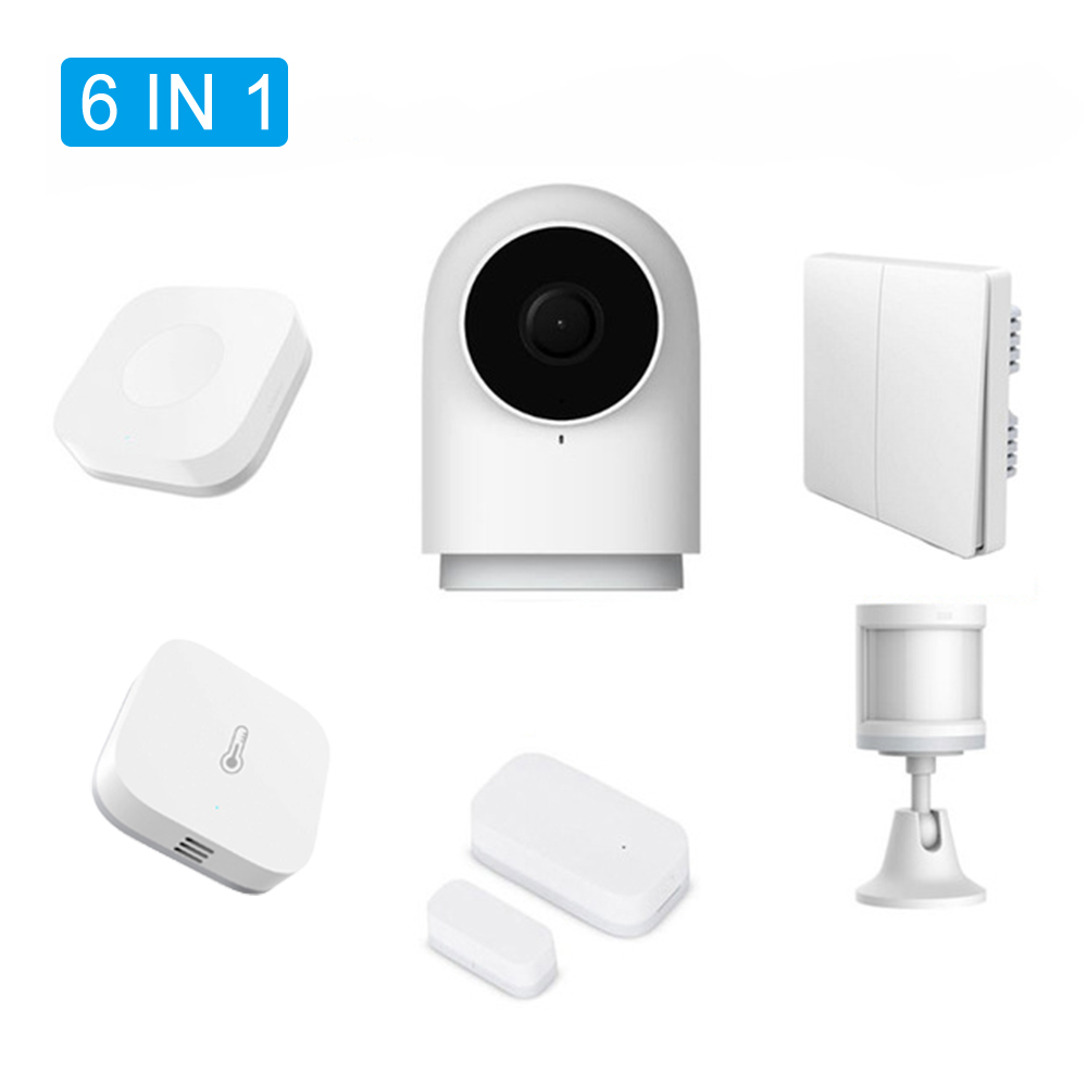 

Original Aqara 6 IN 1 Smart Home Security Kits G2 Gateway Smart IP Camera Body Sensor Thermometer Wall Wireless Switch Door Window Sensor From Xiaomi Eco-System