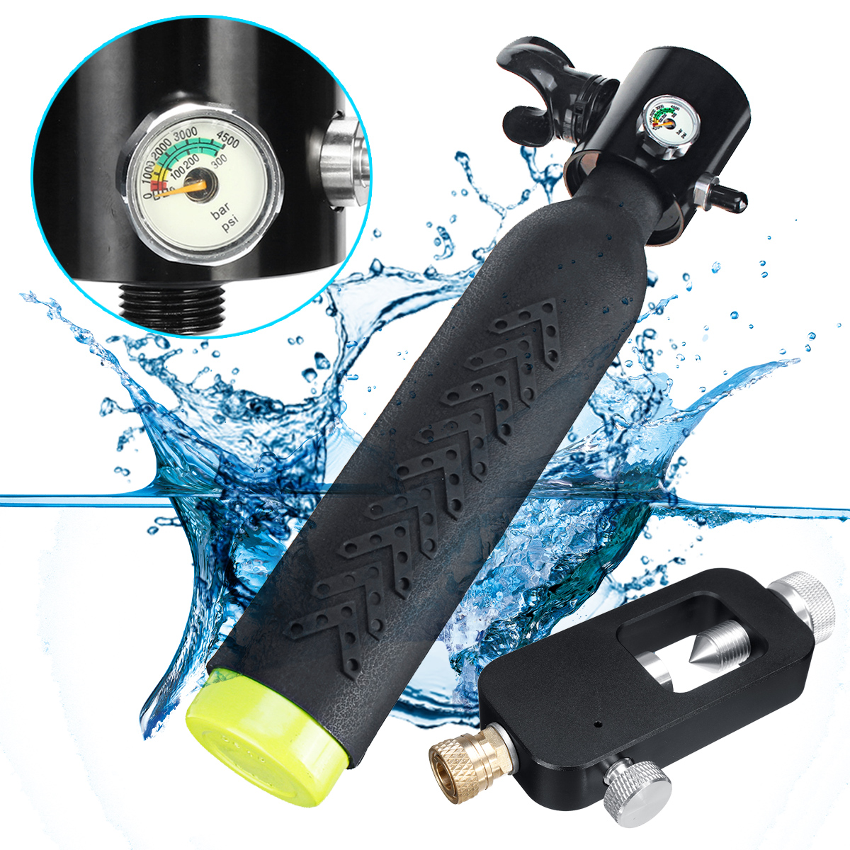 

Mini Scuba Diving Cylinder Oxygen Tank Diving Equipment W/Air Adapter Breathing Valve Fittings Set