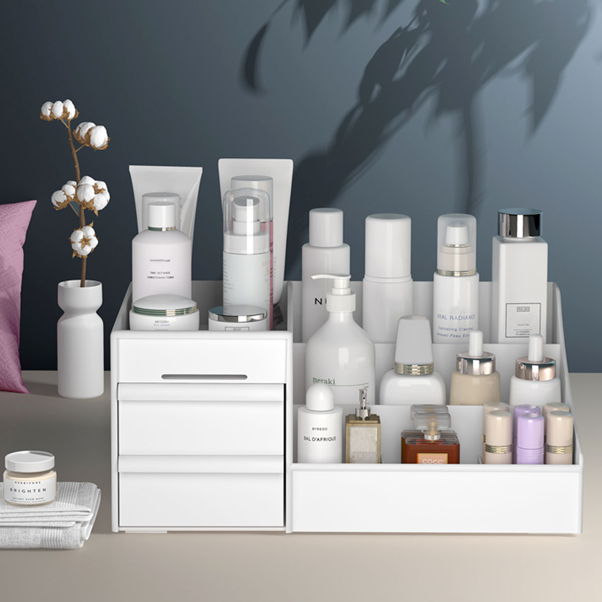 Plastic Desktop Organizer Makeup Cosmetic Storage Box Case Stationery Pen Holder Home Decorations—9