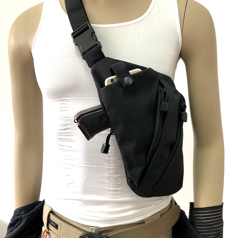 

Men Women Canvas Crossbody Shoulder Chest Backpack Anti Theft Gun Tactical Sling Bag Gun Accessories Left/Right