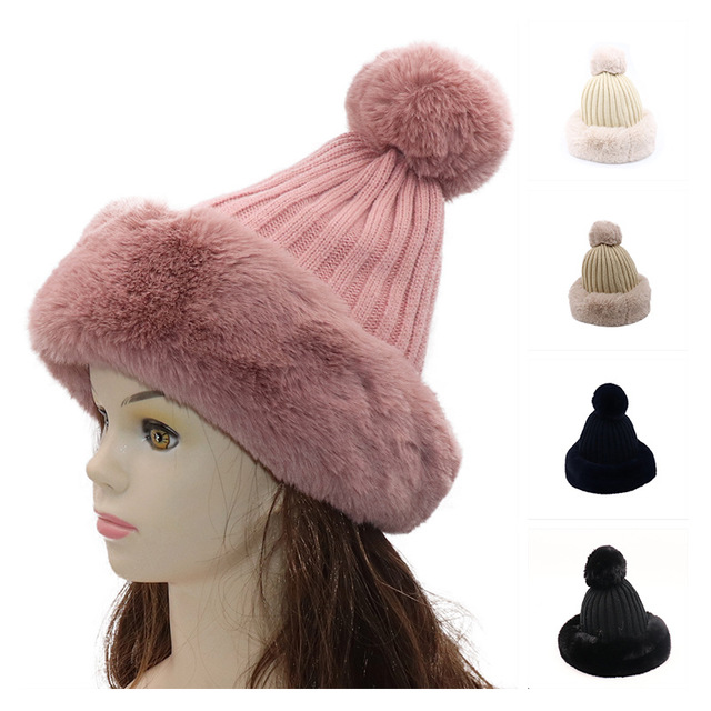 

Plus Thick Warm A Fur Hat Female Knit Hat Fur Hat