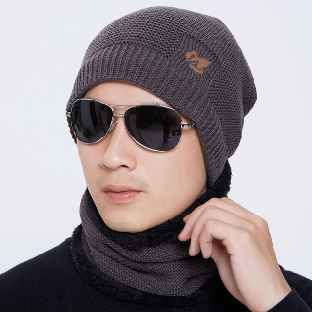 

Dual-use Warm Men's Knitted Wool Cap Scarf