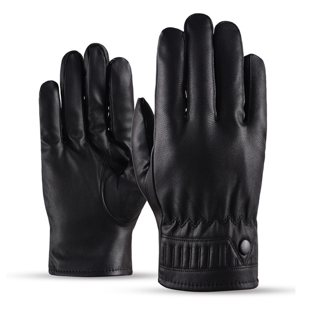 

Leather Gloves Men's Season Ski Gloves Plus Waterproof Cycling Electric Car Gloves Pu Female Leather Gloves