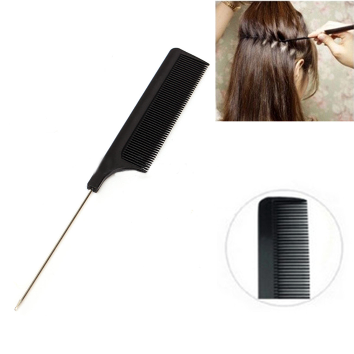 20cm 8'' Fine-tooth Metal Pin Hairdressing Hair Style Rat Tail Comb Bl –  Electronic Pro