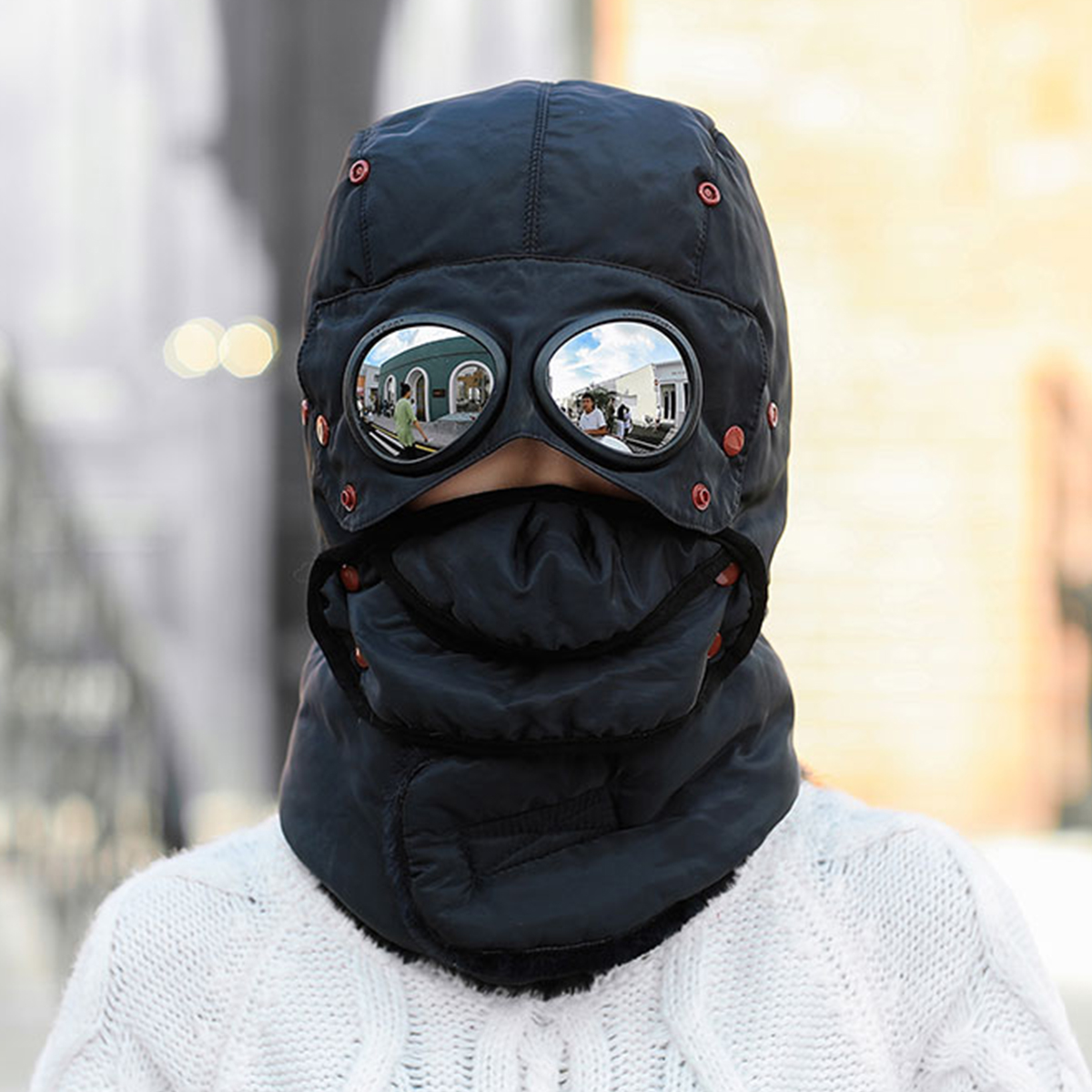 

Men Women Thermal Winter Trapper Hat Face Mask Earflap Warmer Outdoor Warm Windproof Skiing Cap