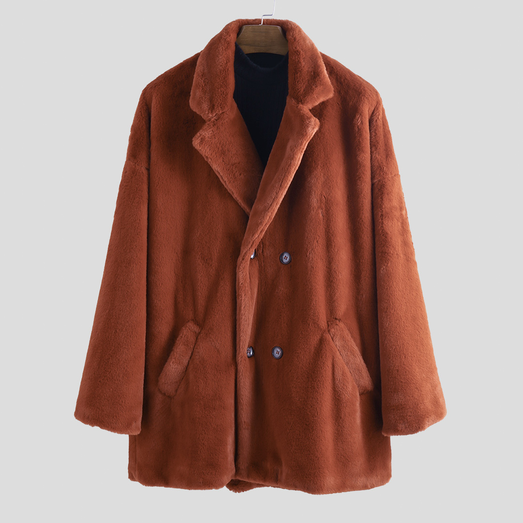 

Mens Vintage Fleece Big Pocket Windproof Thick Warm Mid Coat